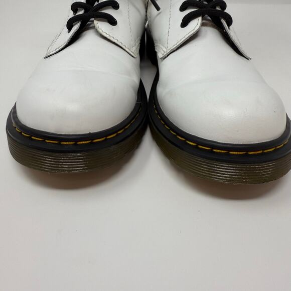 Dr Marten Boots Women's Size 6 White Eight Eye 1460 Combat Boots Preppy Moto - Picture 5 of 13